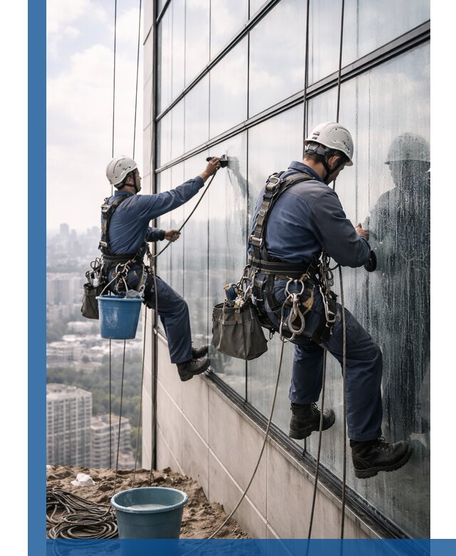 Профессиональная мойка фасадных окон альпинистами в Костроме