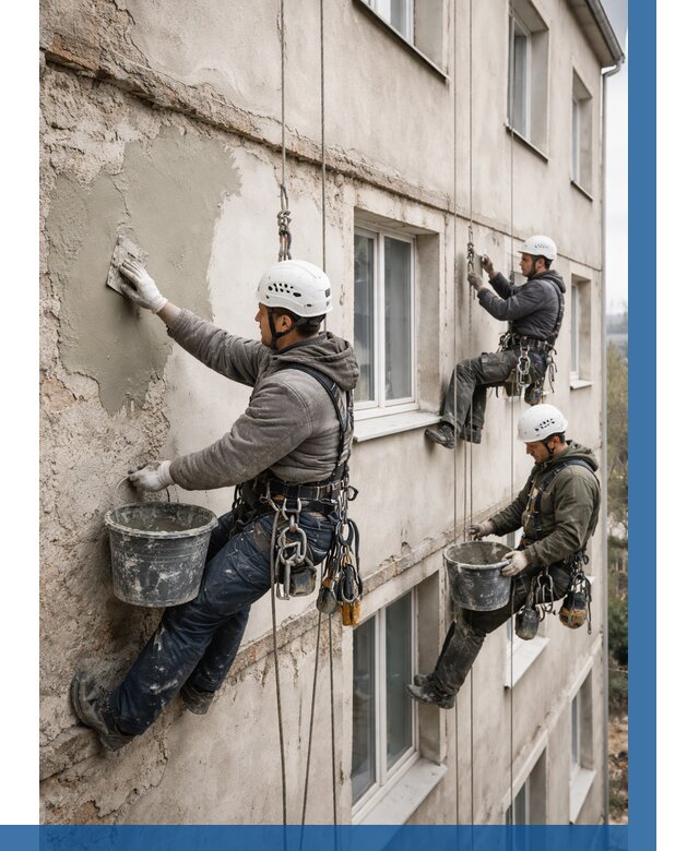 Ремонт штукатурного фасада в Костроме от 766 р. под ключ | ВЫСОТНИК-Кст