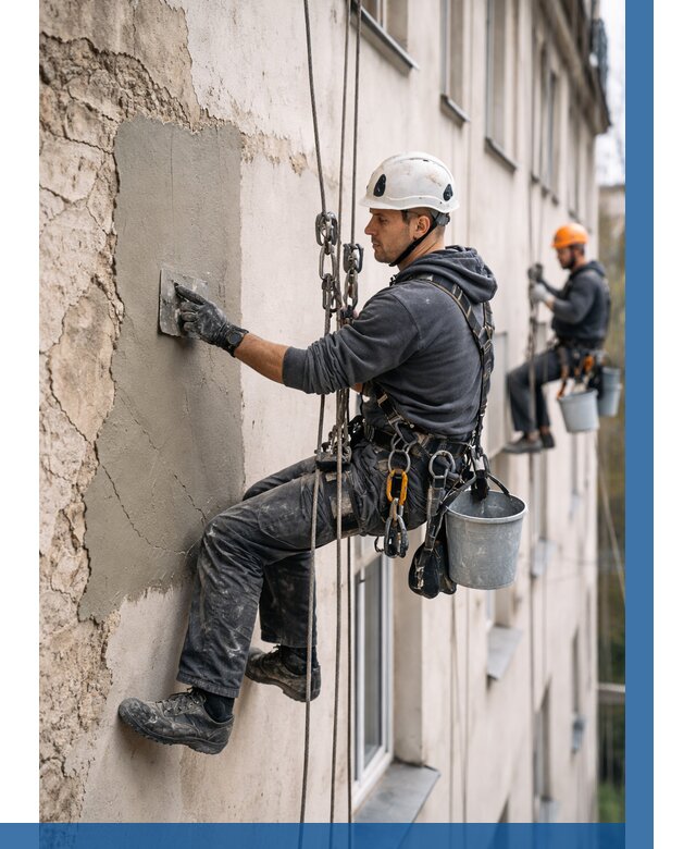 Восстановление штукатурки фасада в Костроме от 1225 р. | ВЫСОТНИК-Кст