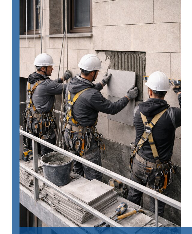 Ремонт облицовки фасада плиткой в Костроме с гарантией