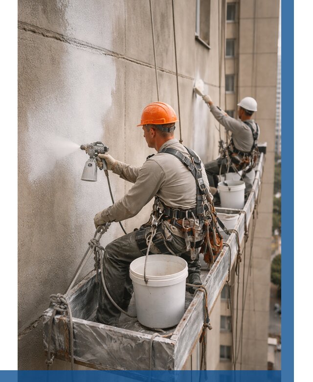 Грунтовка фасада на высоте в Костроме от 123 р. | ВЫСОТНИК-Кст