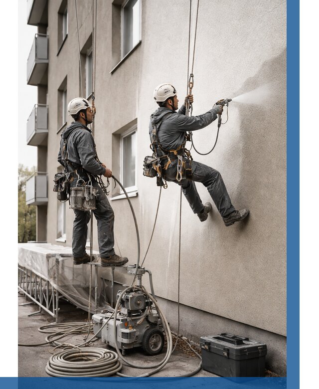 Безвоздушная покраска фасада в Костроме от 225 р/м² | ВЫСОТНИК-Кст