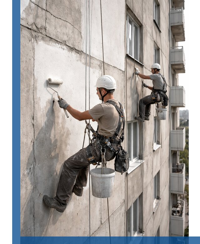 Покраска бетонного фасада в Костроме для жилых и промышленных объектов