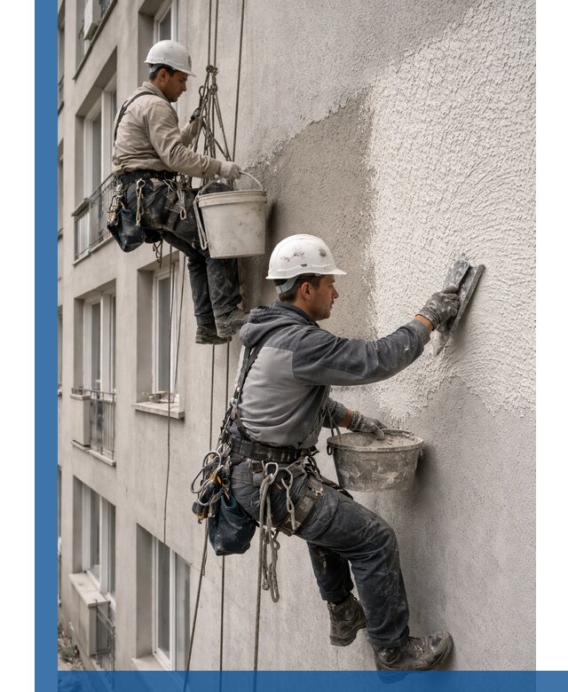 Нанесение декоративной штукатурки короед на фасад в Костроме