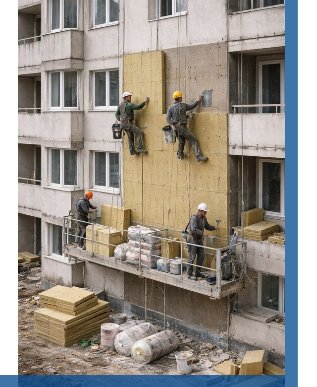 Утепление фасада минватой в Костроме от 1531 р. | ВЫСОТНИК-Кст