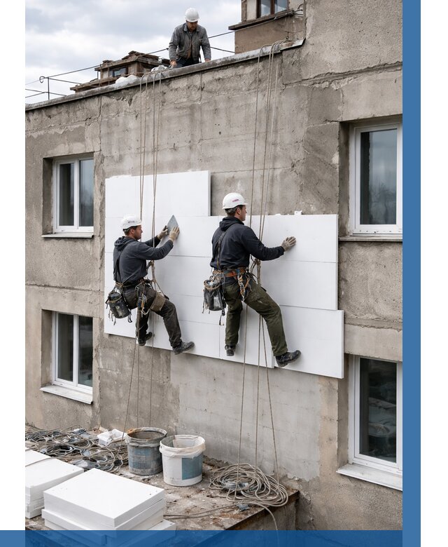 Утепление фасада пенополистиролом в Костроме от 1838 р. | ВЫСОТНИК-Кст