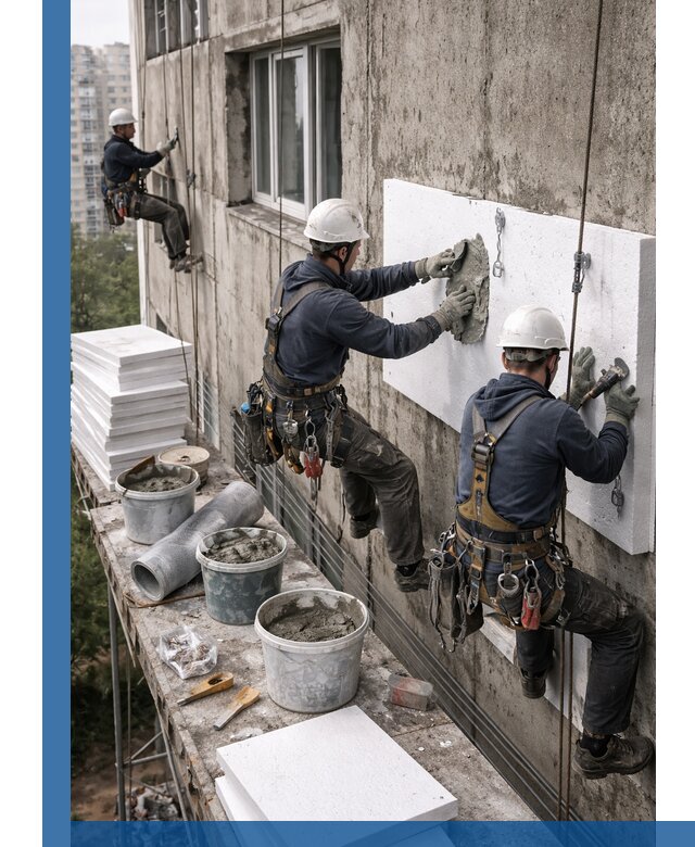 Утепление фасада пенополистиролом в Костроме под ключ