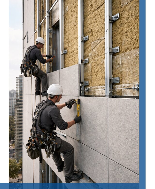 Монтаж вентилируемого фасада в Костроме от 3573 р. | ВЫСОТНИК-Кст