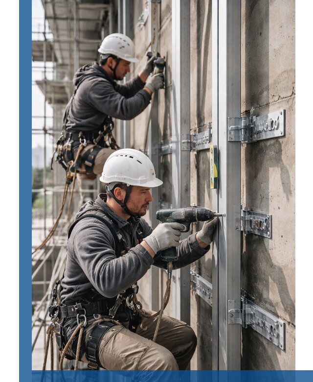 Монтаж и крепление подсистемы вентфасада в Костроме