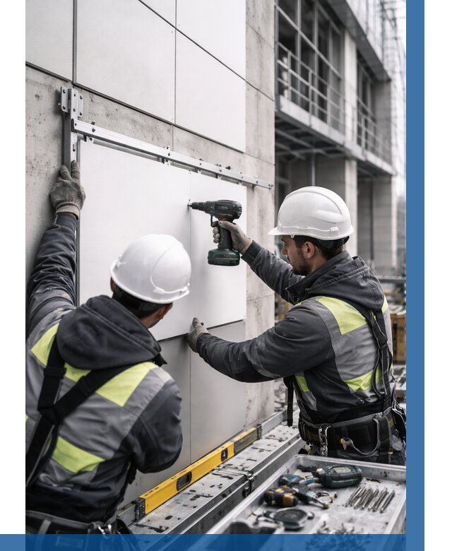 Монтаж композитных панелей фасада в Костроме от 2552 р. | ВЫСОТНИК-Кст