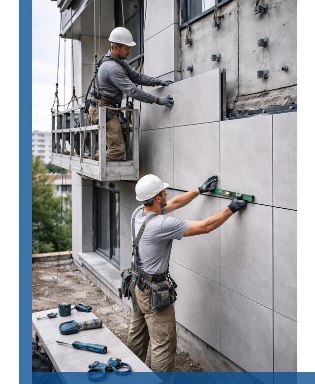 Монтаж керамогранита на фасад в Костроме под ключ с гарантией качества