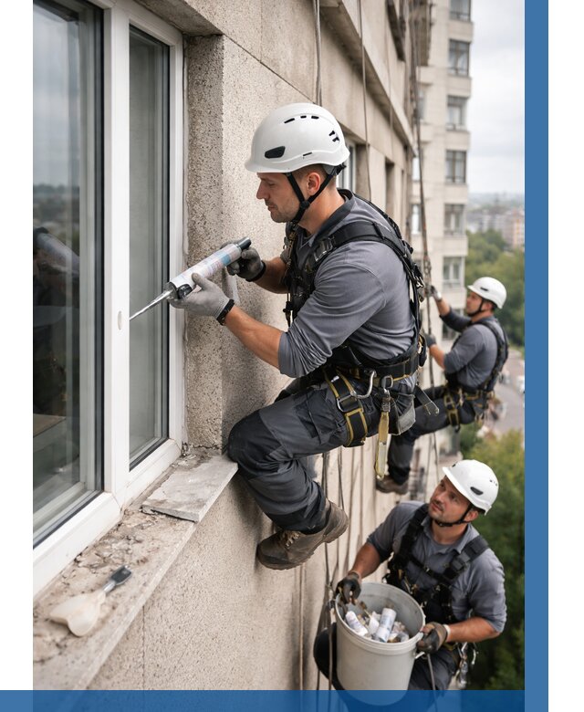 Герметизация оконных швов снаружи в Костроме от 1531 р. | ВЫСОТНИК-Кст