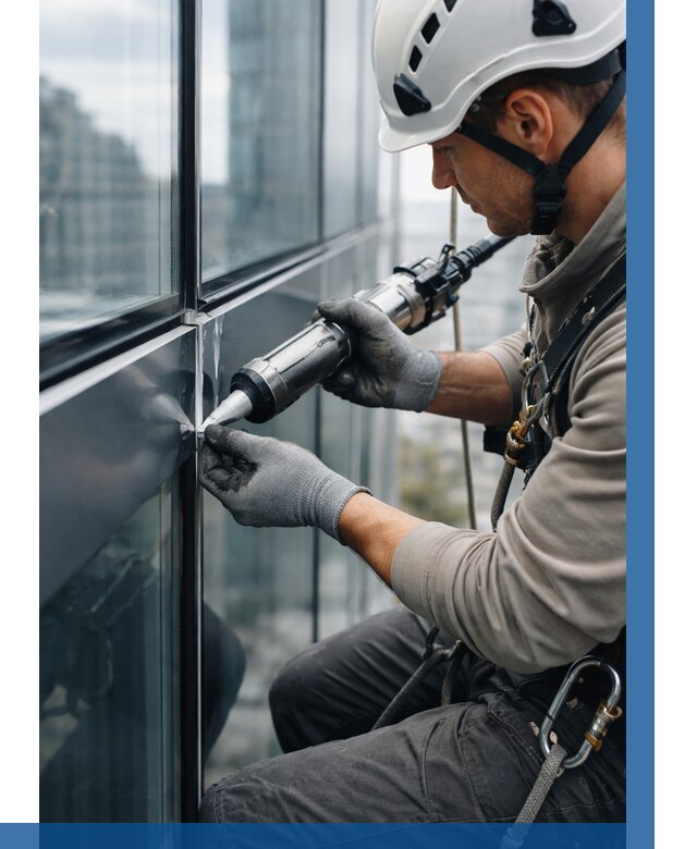 Герметизация стыков витража в Костроме от 1225 р. | ВЫСОТНИК-Кст