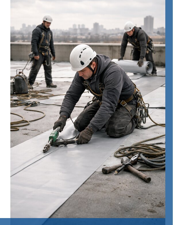 Ремонт мембранной кровли в Костроме от 1838 р./м2 | ВЫСОТНИК-Кст