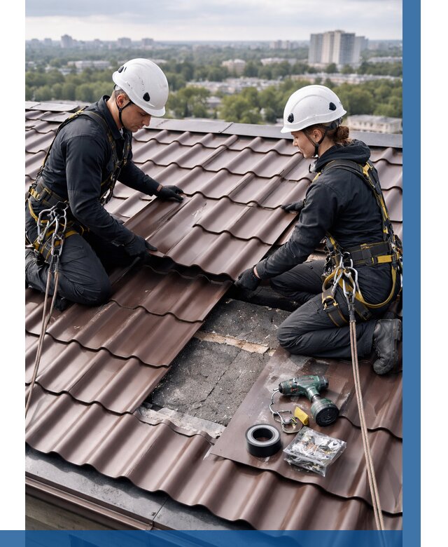 Ремонт металлочерепицы на крыше в Костроме от 919 р. | ВЫСОТНИК-Кст