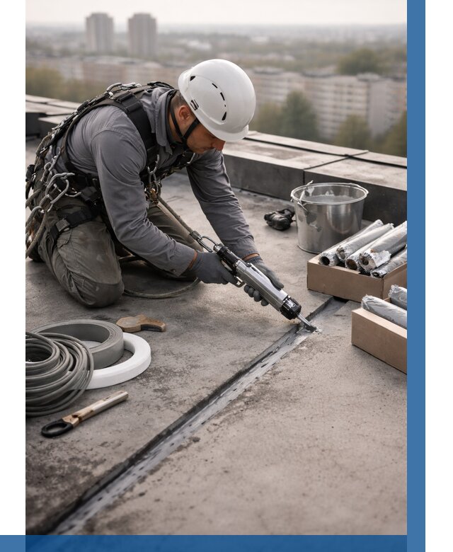 Герметизация швов кровли в Костроме от 459 р./м2 | ВЫСОТНИК-Кст