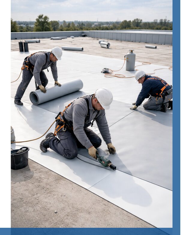 Монтаж мембранной кровли под ключ в Костроме от 1225 р. | ВЫСОТНИК-Кст