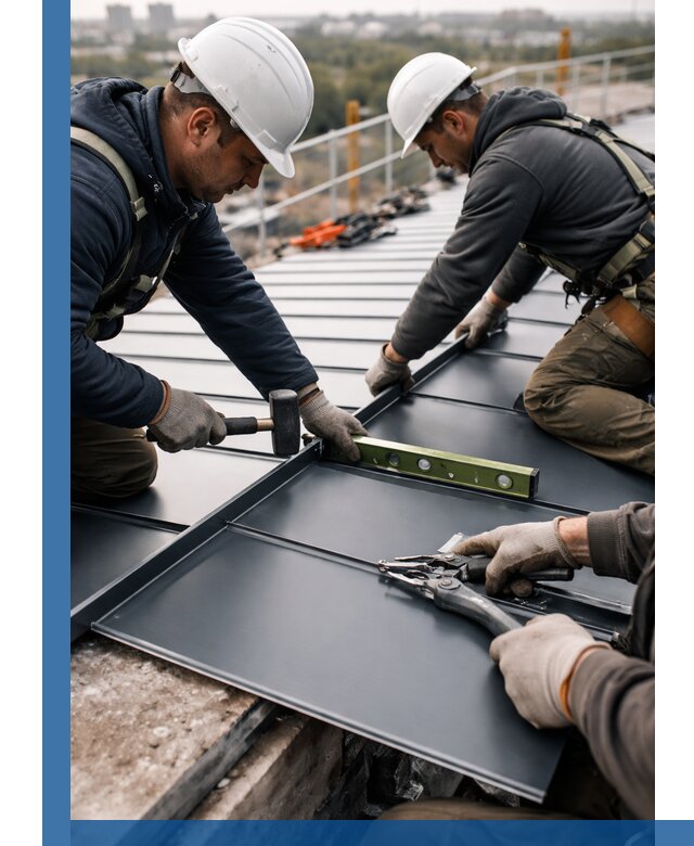 Монтаж фальцевой кровли в Костроме для промышленных зданий