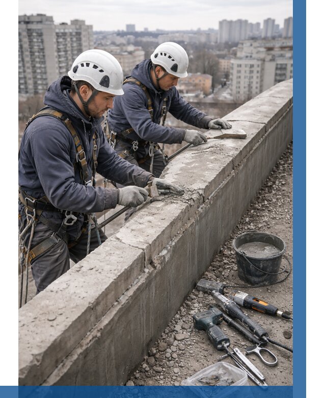 Ремонт парапета на кровле в Костроме от 1531 р. | ВЫСОТНИК-Кст