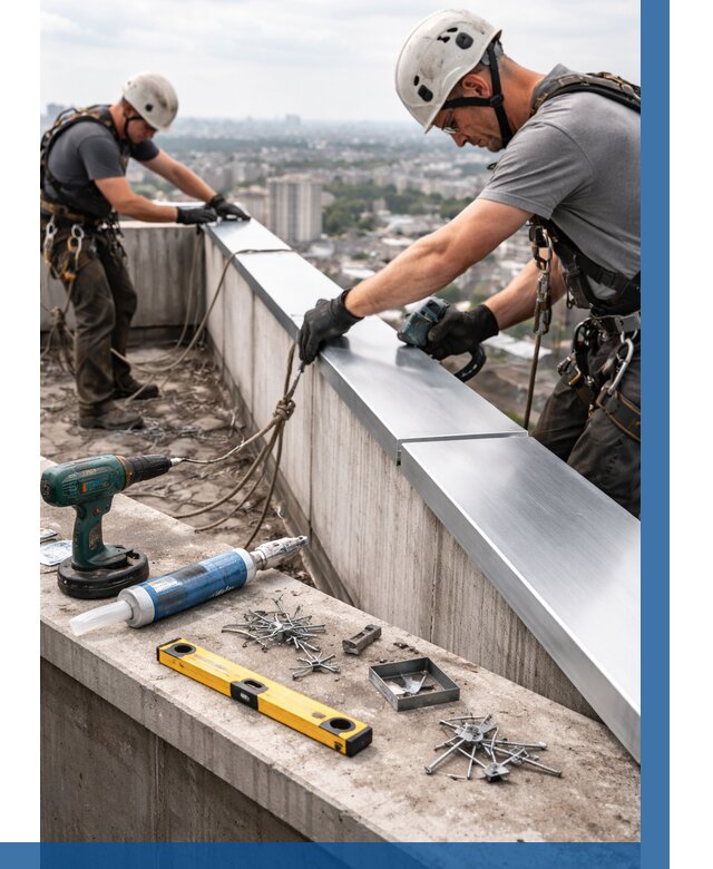 Монтаж парапетных крышек в Костроме от 817 р. | ВЫСОТНИК-Кст