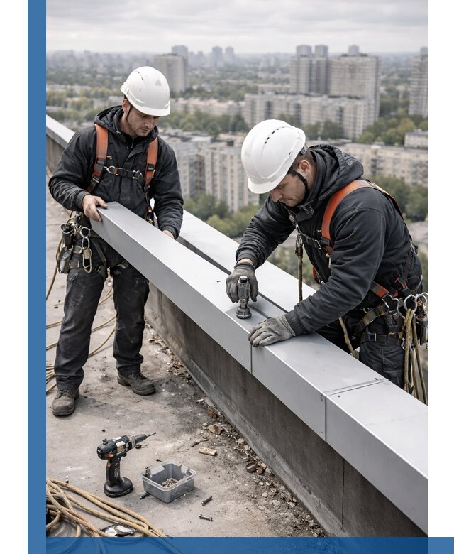 Монтаж парапетных крышек и ограждений кровли в Костроме