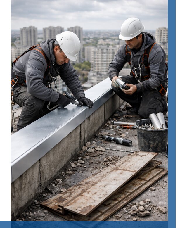 Замена парапетных крышек под ключ в Костроме от 1225 р. | ВЫСОТНИК-Кст