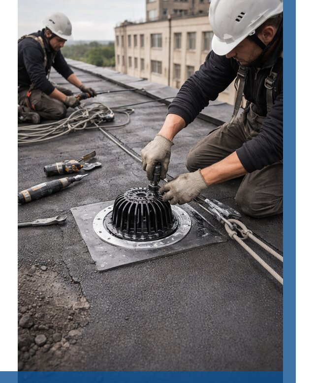 Установка водосточных воронок в Костроме цена от 3573 р. | ВЫСОТНИК-Кст