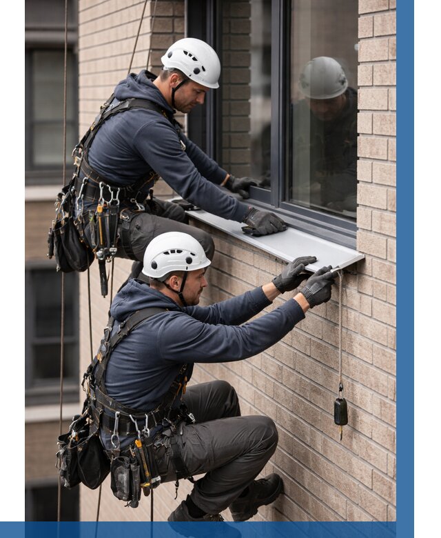 Монтаж оконных отливов под ключ в Костроме от 3573 р. | ВЫСОТНИК-Кст