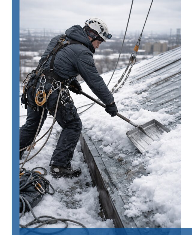 Профессиональная очистка кровли от снега и наледи в Костроме