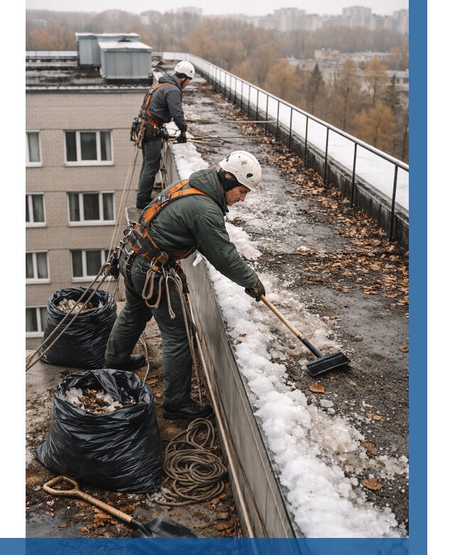 Очистка кровли по периметру в Костроме от 561 р. | ВЫСОТНИК-Кст