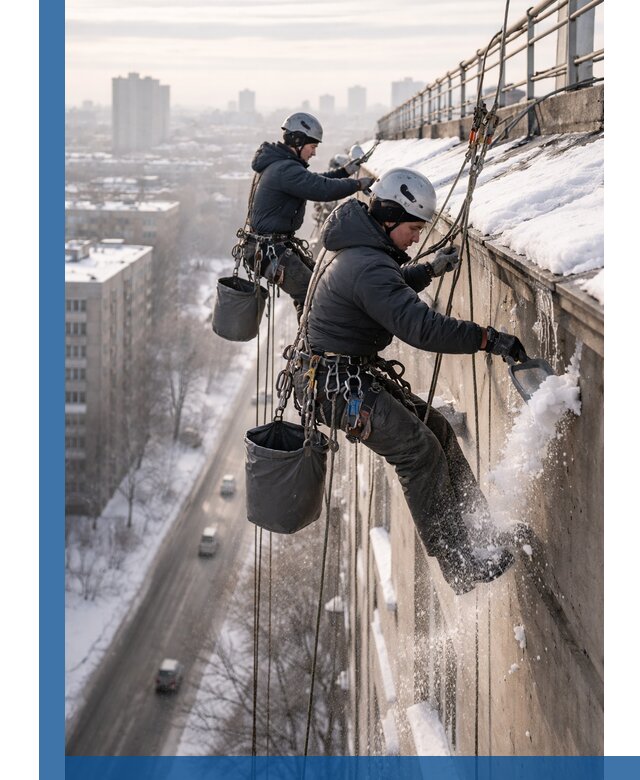 Очистка карнизов от снега в Костроме профессионально и безопасно