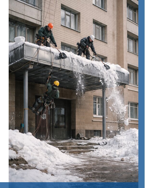 Очистка козырьков от снега в Костроме от 3573 р. | ВЫСОТНИК-Кст