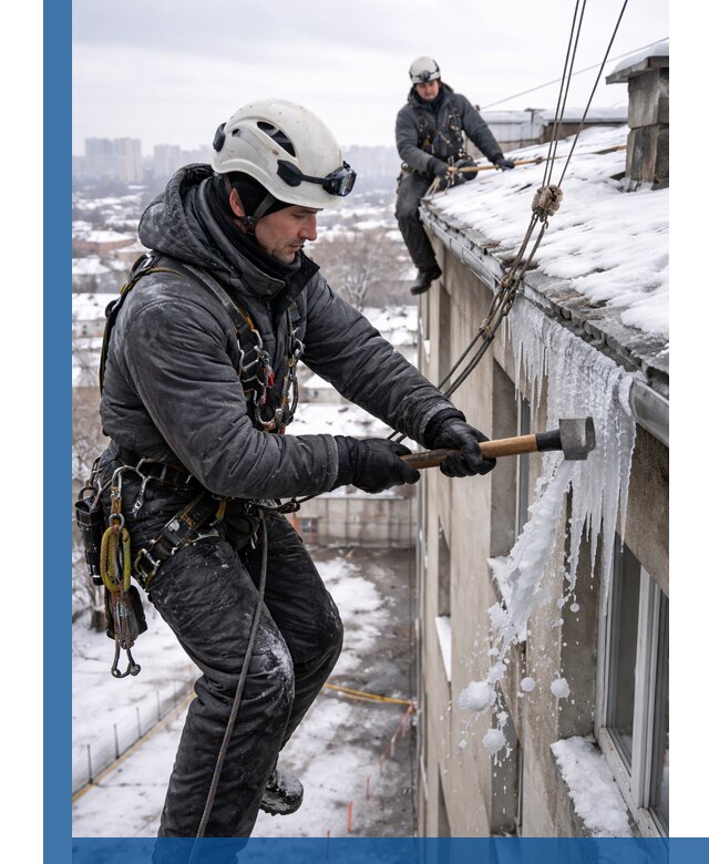 Сбивание и удаление сосулек с крыши в Костроме безопасно