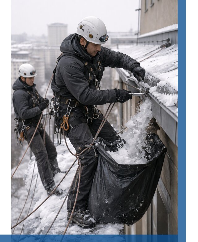 Аварийная очистка крыши в Костроме под ключ от 306 р. | ВЫСОТНИК-Кст