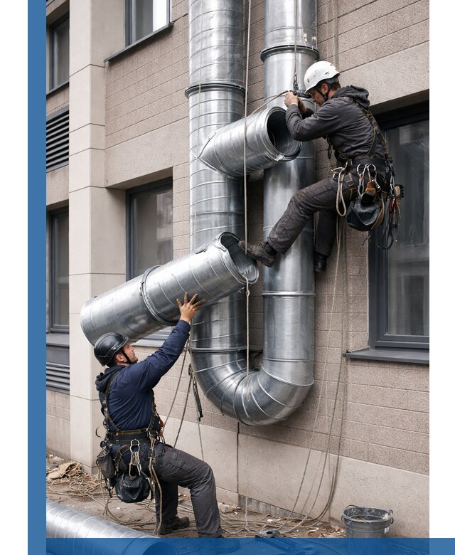 Монтаж фасадных воздуховодов в Костроме с герметизацией и крепежом