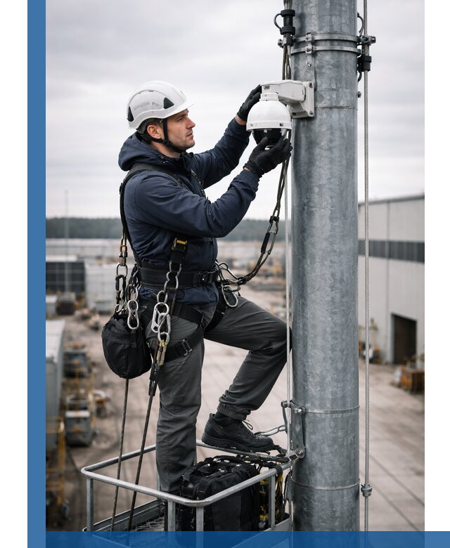 Профессиональная установка видеокамер на мачте в Костроме