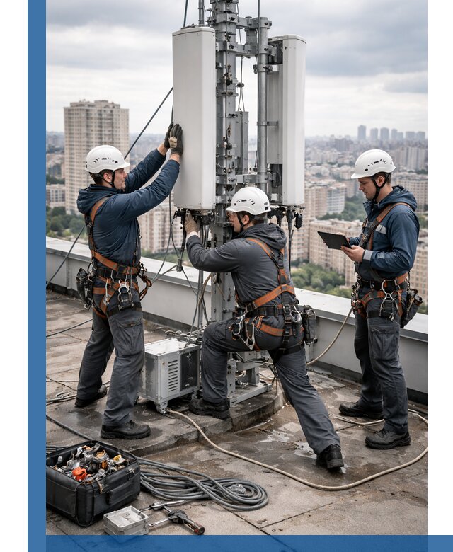 Монтаж антенн связи на крыше в Костроме с вводом в эксплуатацию