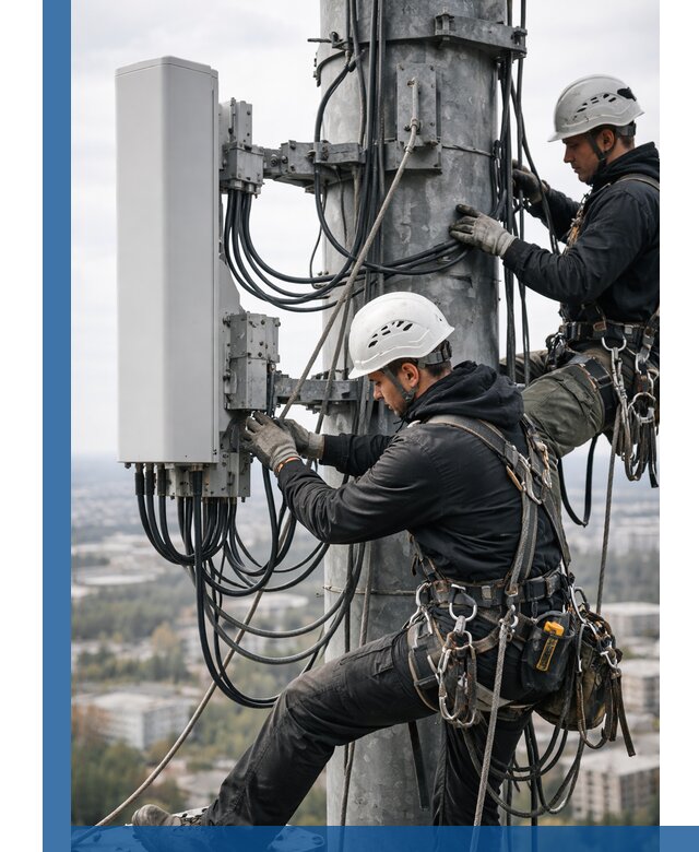 Монтаж оборудования связи на мачте в Костроме с пусконаладкой