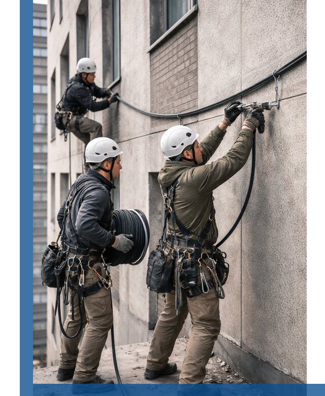 Прокладка кабеля по фасаду в Костроме, профессиональный монтаж