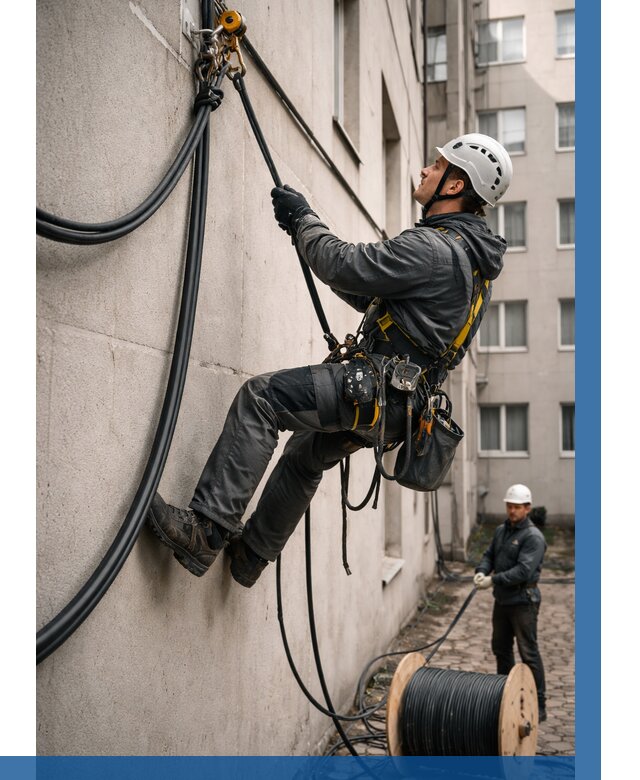 Протяжка кабеля питания на высоте в Костроме от 459 р. | ВЫСОТНИК-Кст