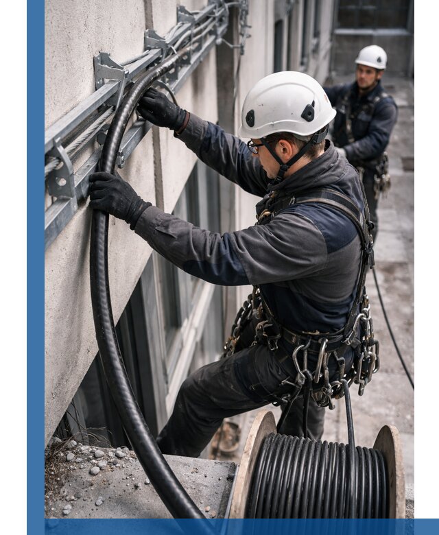 Протяжка кабеля питания на высоте в Костроме с гарантией безопасности и качества