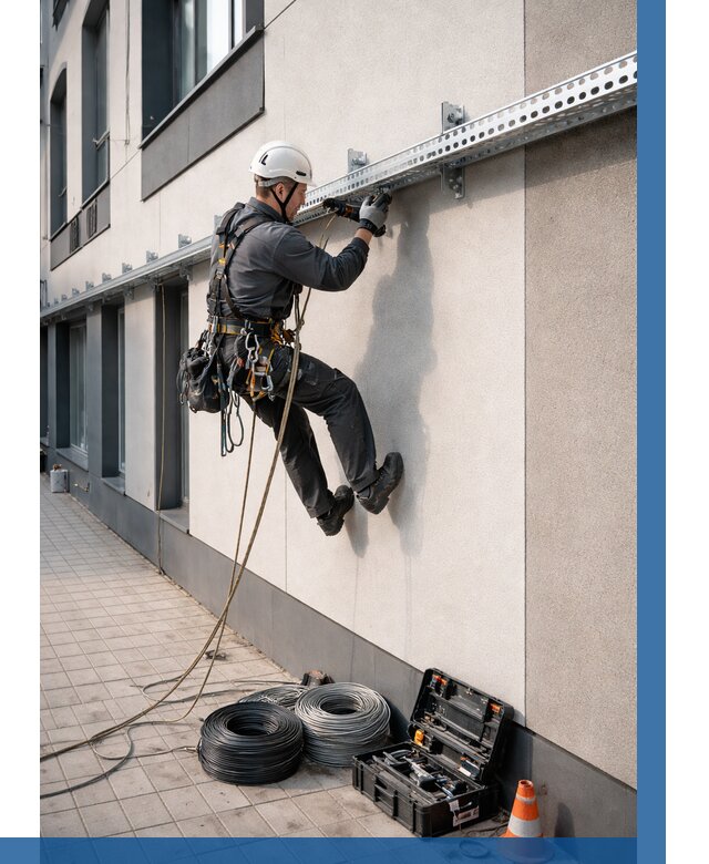 Монтаж кабельных лотков на фасаде в Костроме от 1225 р. | ВЫСОТНИК-Кст