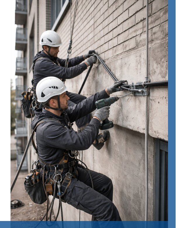 Крепление кабеля на фасаде в Костроме от 357 р. | ВЫСОТНИК-Кст