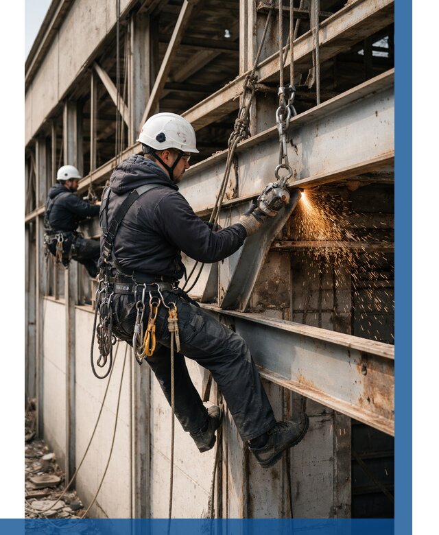 Демонтаж металлоконструкций на высоте в Костроме от 6636р. |ВЫСОТНИК-Кст