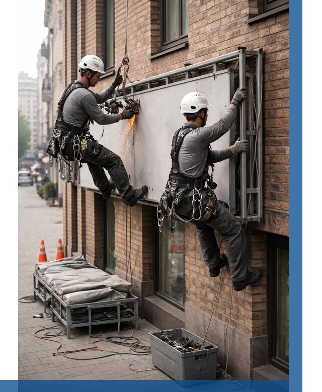 Демонтаж рекламной вывески в Костроме от 6636 р. | ВЫСОТНИК-Кст