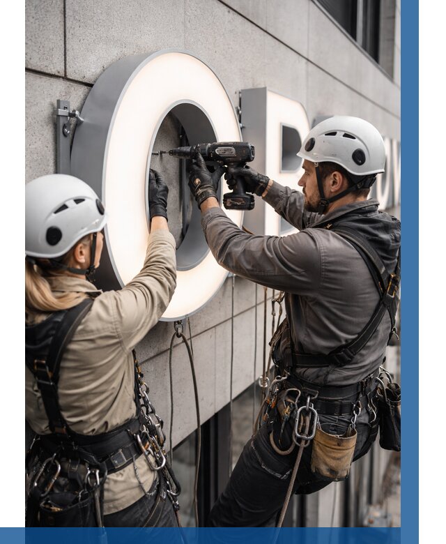 Монтаж световых букв в Костроме от 3063 р. под ключ ВЫСОТНИК-Кст