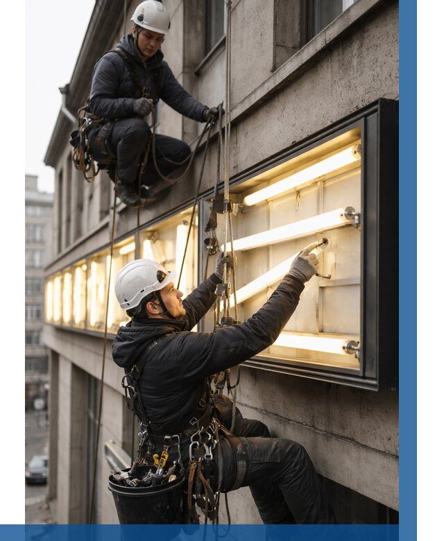 Замена ламп в вывеске в Костроме под ключ от 3573 р. | ВЫСОТНИК-Кст