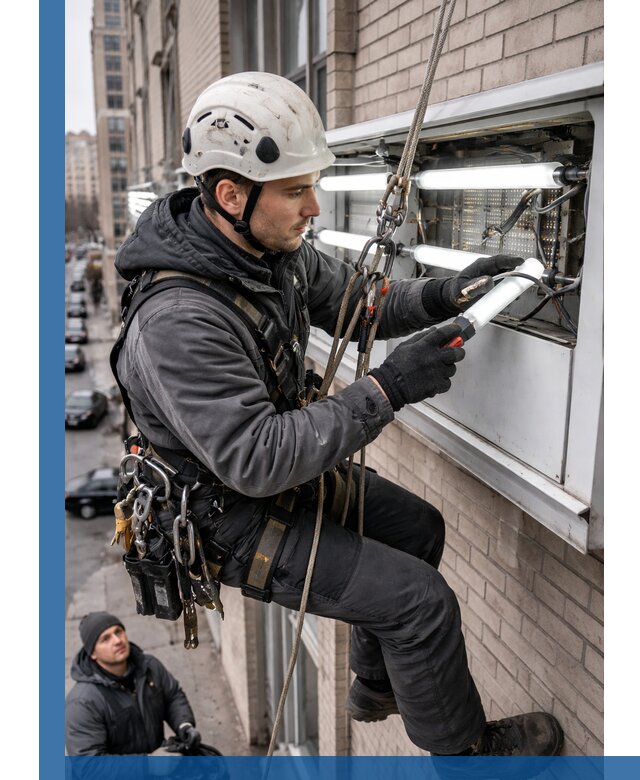 Профессиональная замена ламп в наружной вывеске в Костроме