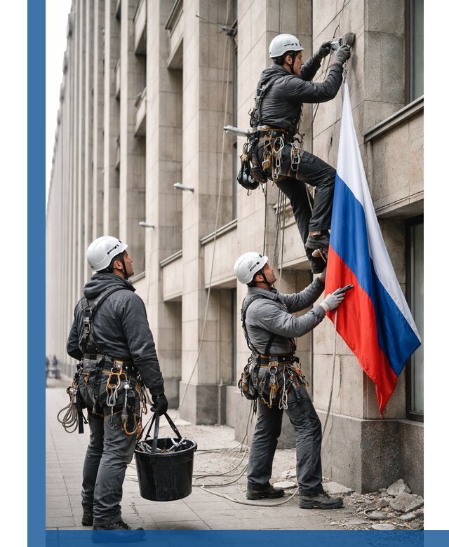 Профессиональная установка флагов на фасаде в Костроме