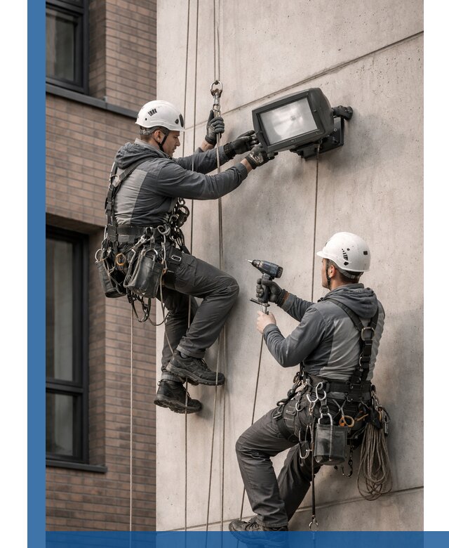 Профессиональный монтаж фасадных прожекторов в Костроме под ключ